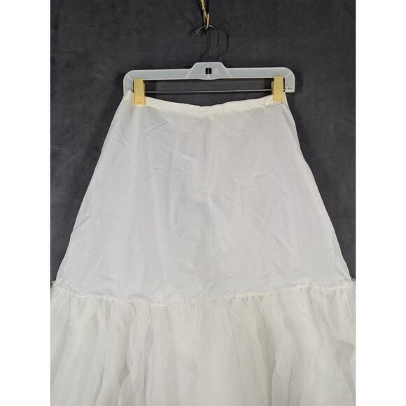 Handmade Vintage Size 4 26" Waist White Long Half Slip Petticoat Lace - Picture 2 of 7